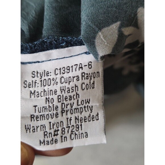 Johnny Was Women Blouse XS Blue Floral Frenzy Boho Chic Top Semi Sheer V-Neck - Picture 8 of 9